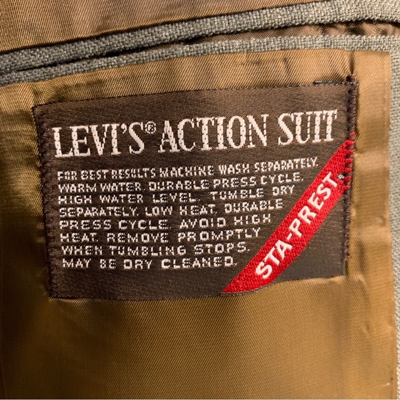 Vintage Levis Sports Coat Mens 40R Gray Blazer Action Suit Wrinkle Free Western - Picture 7 of 7